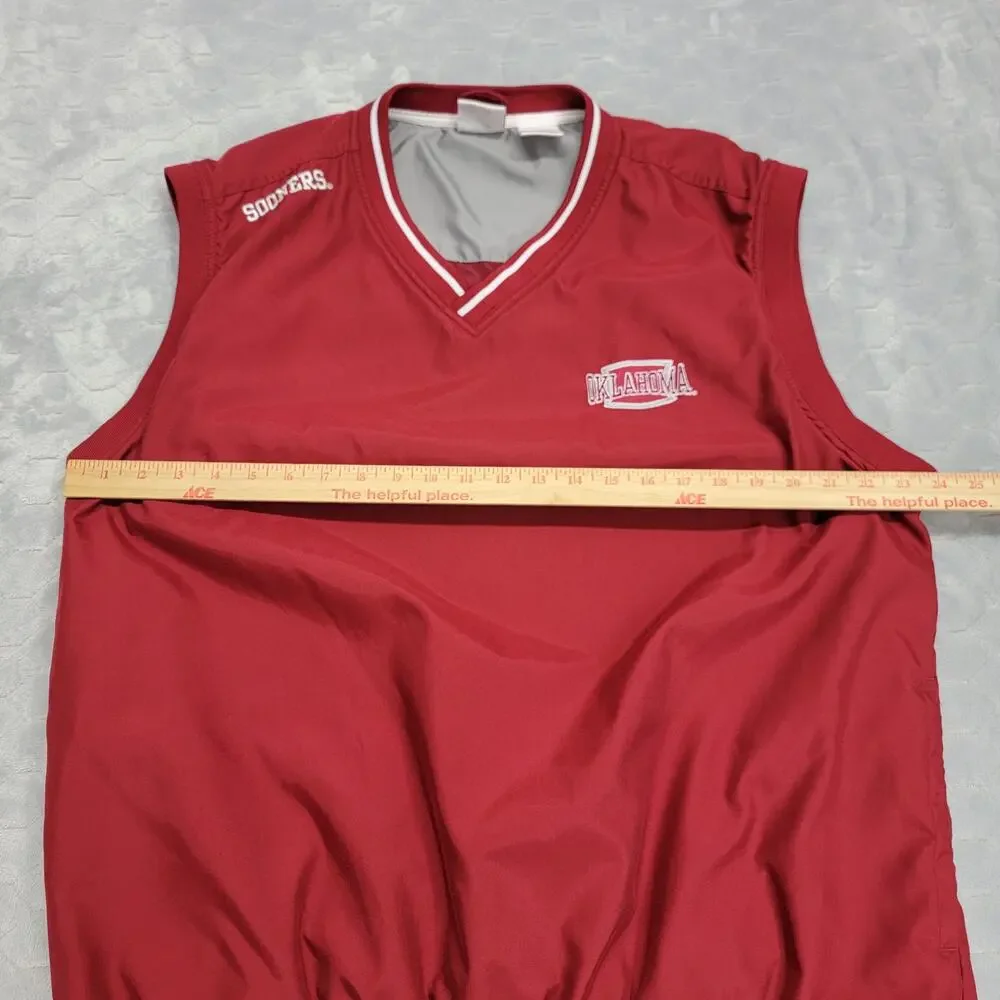 Vintage Red Oak Oklahoma Sooners Golf Wind Vest Pullover Mens XL Crimson